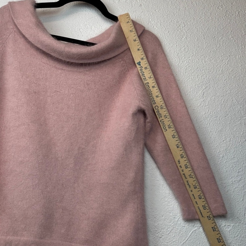 Hillard & Hanson 53% Angora Rabbit Hair Cowl Neck Sweater - L - Pink Coquette - Picture 3 of 11